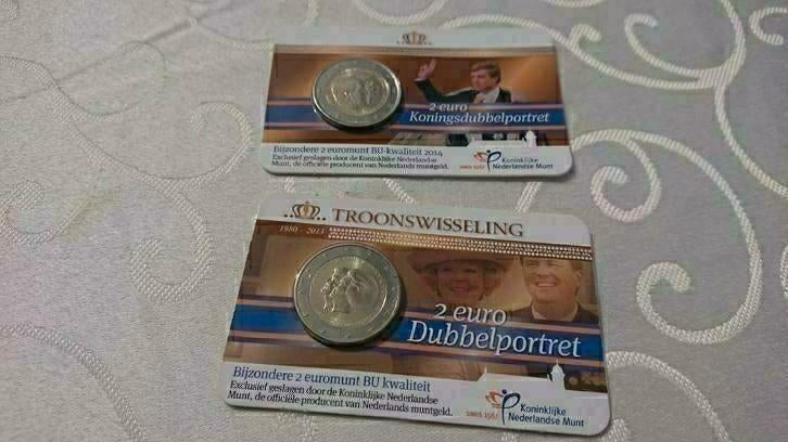 Set dubbelportret Troonswisseling + Koningsdubbelportret, Ophalen of Verzenden, Overige landen, 2 euro