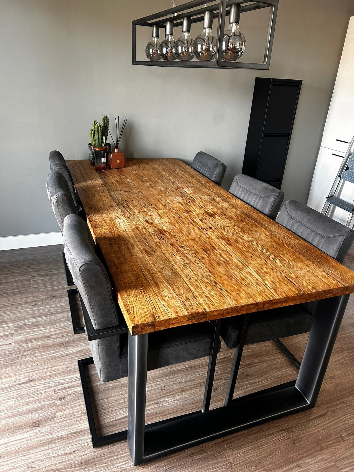 Complete Eetkamerset – Romaro tafel + 6 stoelen | Teakhout, Ophalen, Gebruikt, 4 tot 6 stoelen