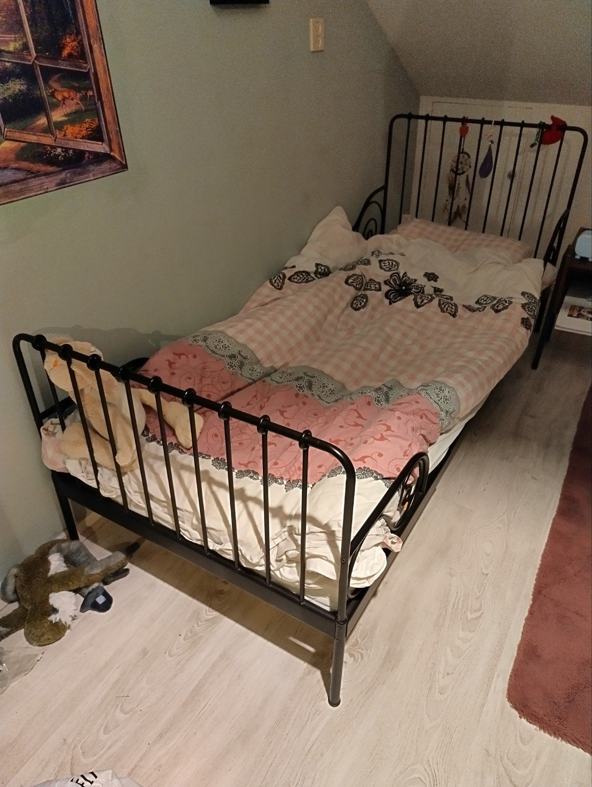 Zwart metalen verstelbaar bed incl lattenbodem, Kinderen en Baby's, Kinderkamer | Bedden, Ophalen of Verzenden, 180 cm of meer