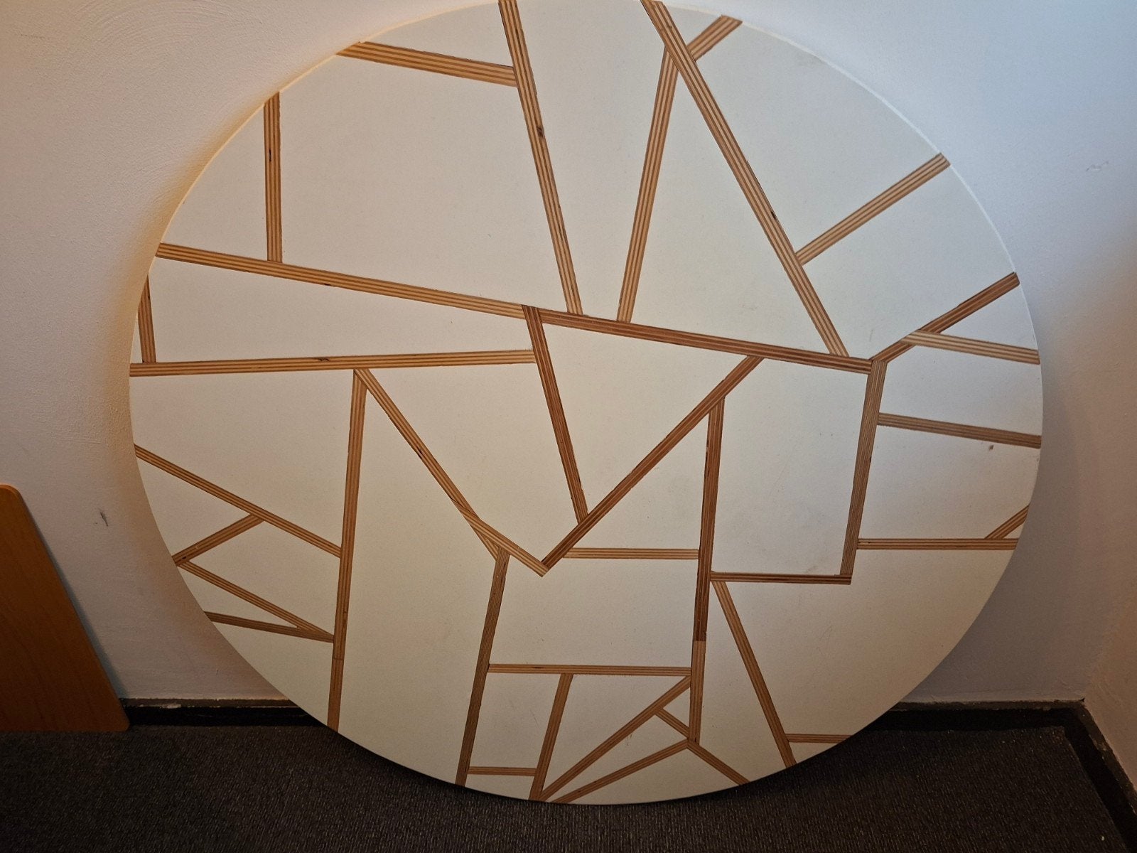 1 of a kind rond houten tafelblad met multiplex inleg en epo, Gebruikt, 100 tot 150 cm, Rond, Ophalen of Verzenden