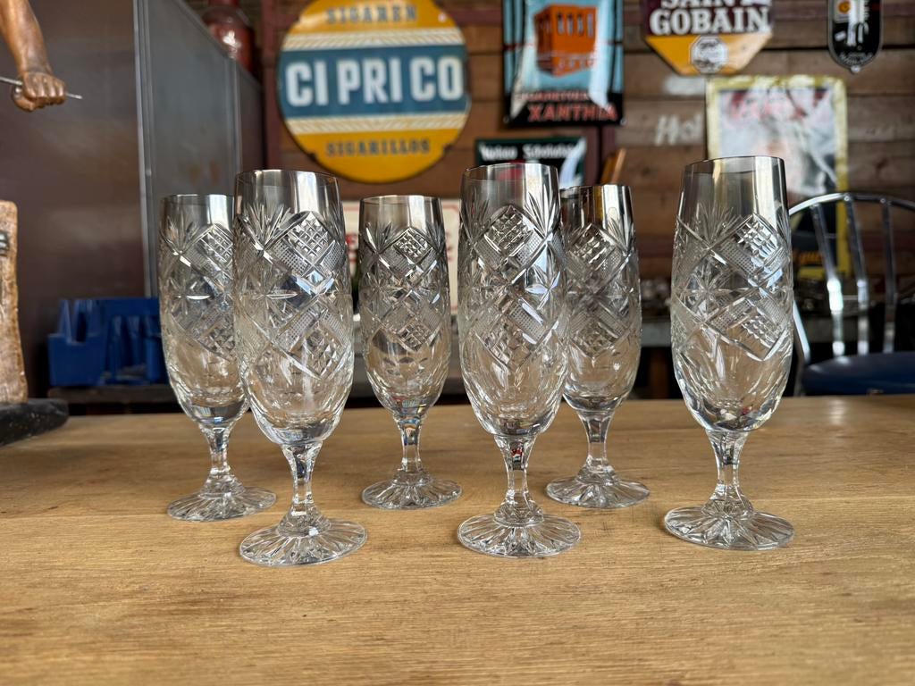 Kristallen champagneglazen, Antiek en Kunst, Antiek | Glas en Kristal, Ophalen of Verzenden
