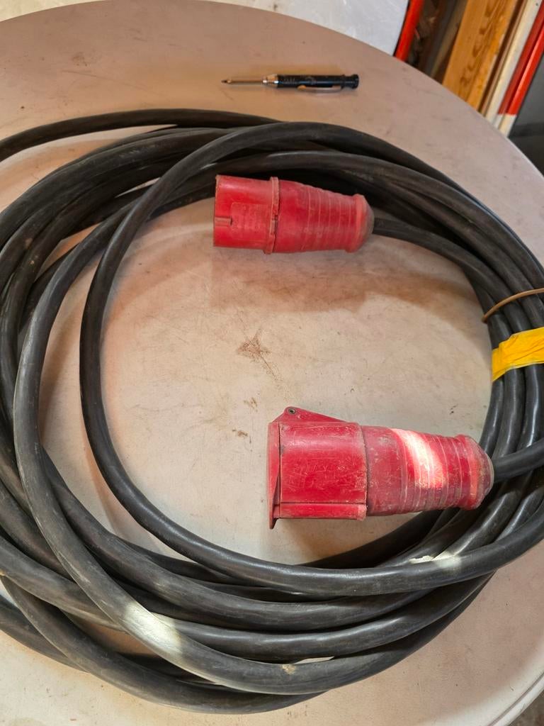 15 m Krachtstroom verlengsnoer 400V, Ophalen of Verzenden, Gebruikt, Kabel of Snoer