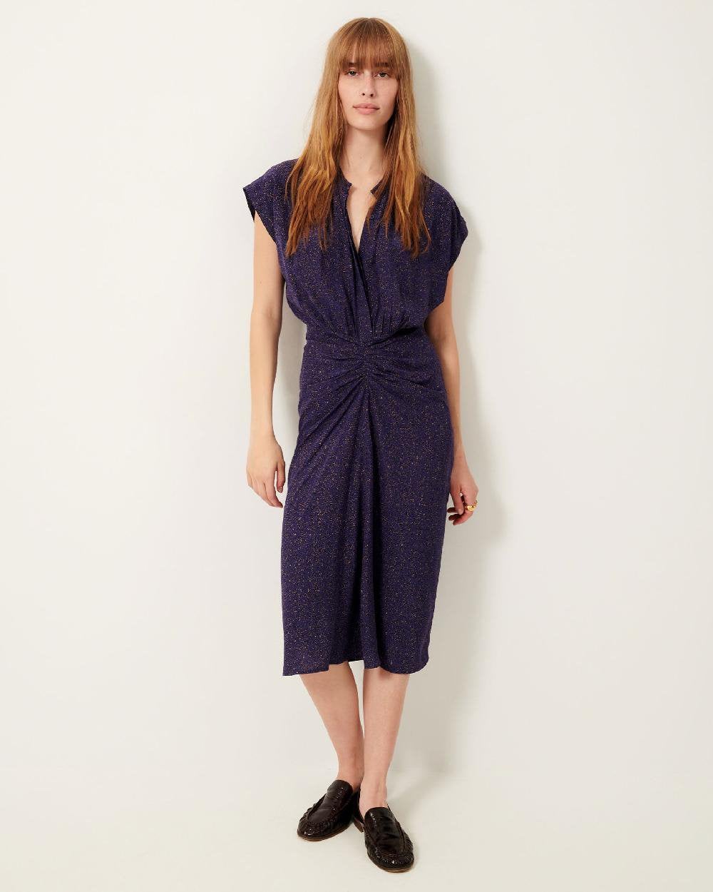 Sessùn prachtige blauwe midi jurk, print, ronde hals 36/S, Blauw, Nieuw, Ophalen of Verzenden, Maat 36 (S)