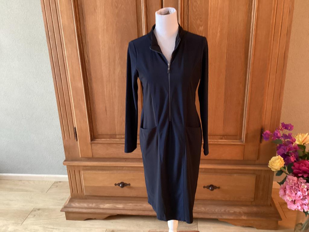 Studio Anneloes jurk, travelstof, zwart/blauw, maat L, Kleding | Dames, Jurken, Zwart, Maat 42/44 (L), Ophalen of Verzenden, Zo goed als nieuw