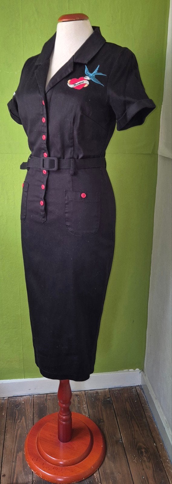 Collectif London Rockabilly Jurk Zwart XS, Kleding | Dames, Jurken, Zwart, Ophalen of Verzenden, Zo goed als nieuw, Collectif london
