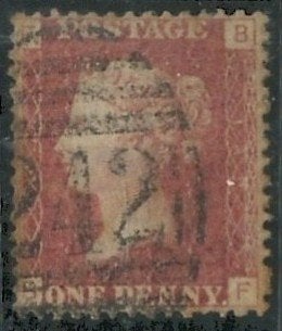 ENGELAND 1858 Q.V. 1d. Rood, Plaat 142, Michel: 16, Gestempe, Verzenden, Gestempeld