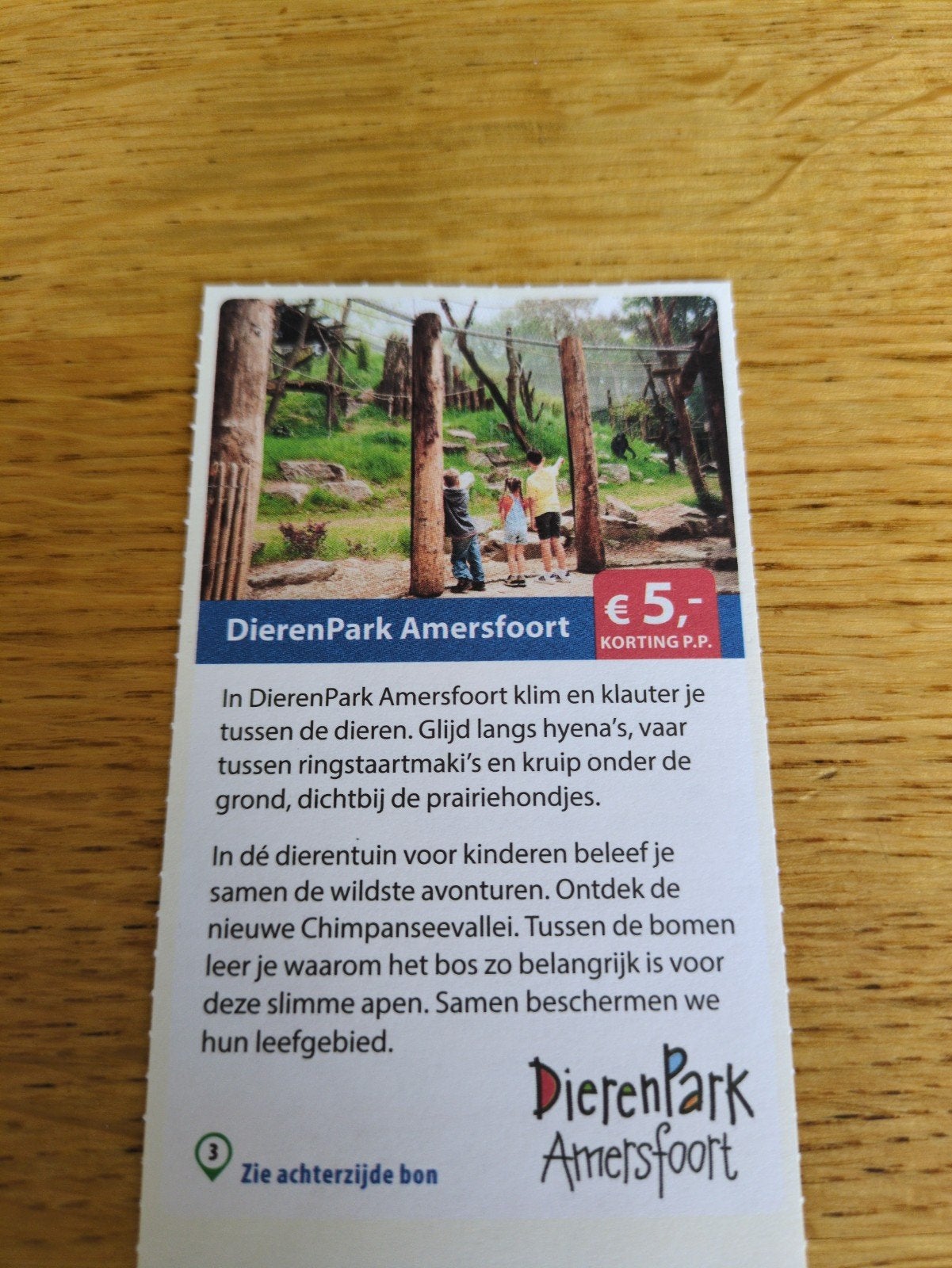 Kortingsbon voor Dierenpark Amersfoort, 5 euro p.p., Drie personen of meer, Kortingskaart