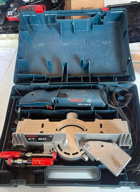 Bosch GFS 350E verstekzaag met KT 60, Doe-het-zelf en Verbouw, Gebruikt, Ophalen of Verzenden, Afkortzaag, 30 tot 70 mm