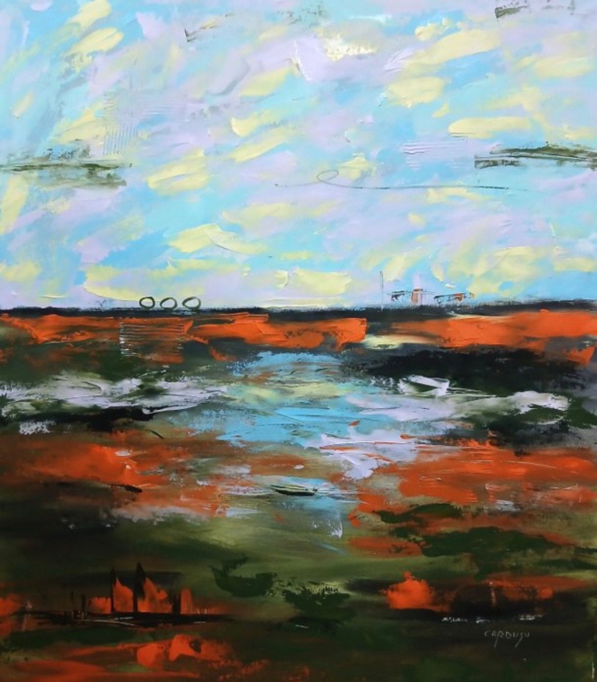 Carduse - Acrylschilderij, handgeschilderd, 120x100, Landschap, Acrylverf, Verzenden, Overige materialen