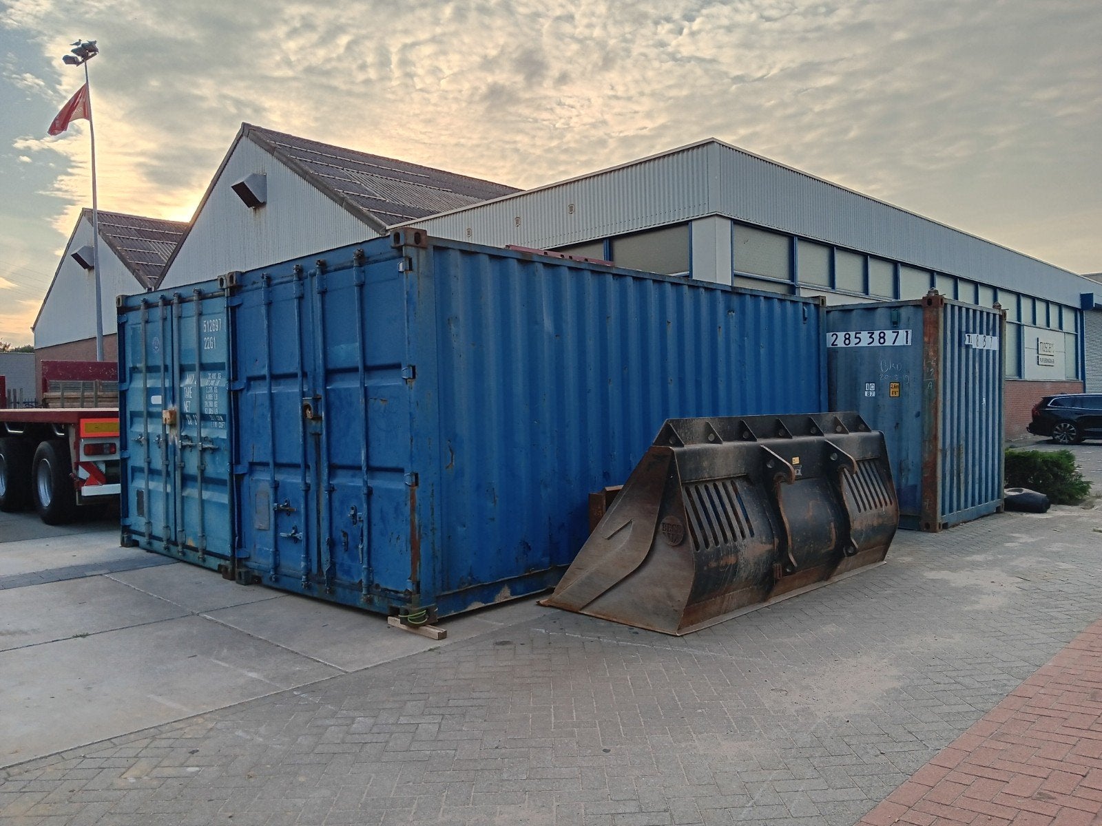 Materiaal container. 20 ft. Blauw., Ophalen, Gebruikt