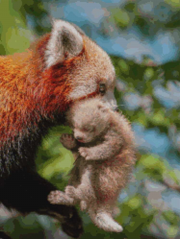 Diamond Painting Rode Panda met baby, Nieuw, Meerkleurig, Ophalen of Verzenden, Kunststof
