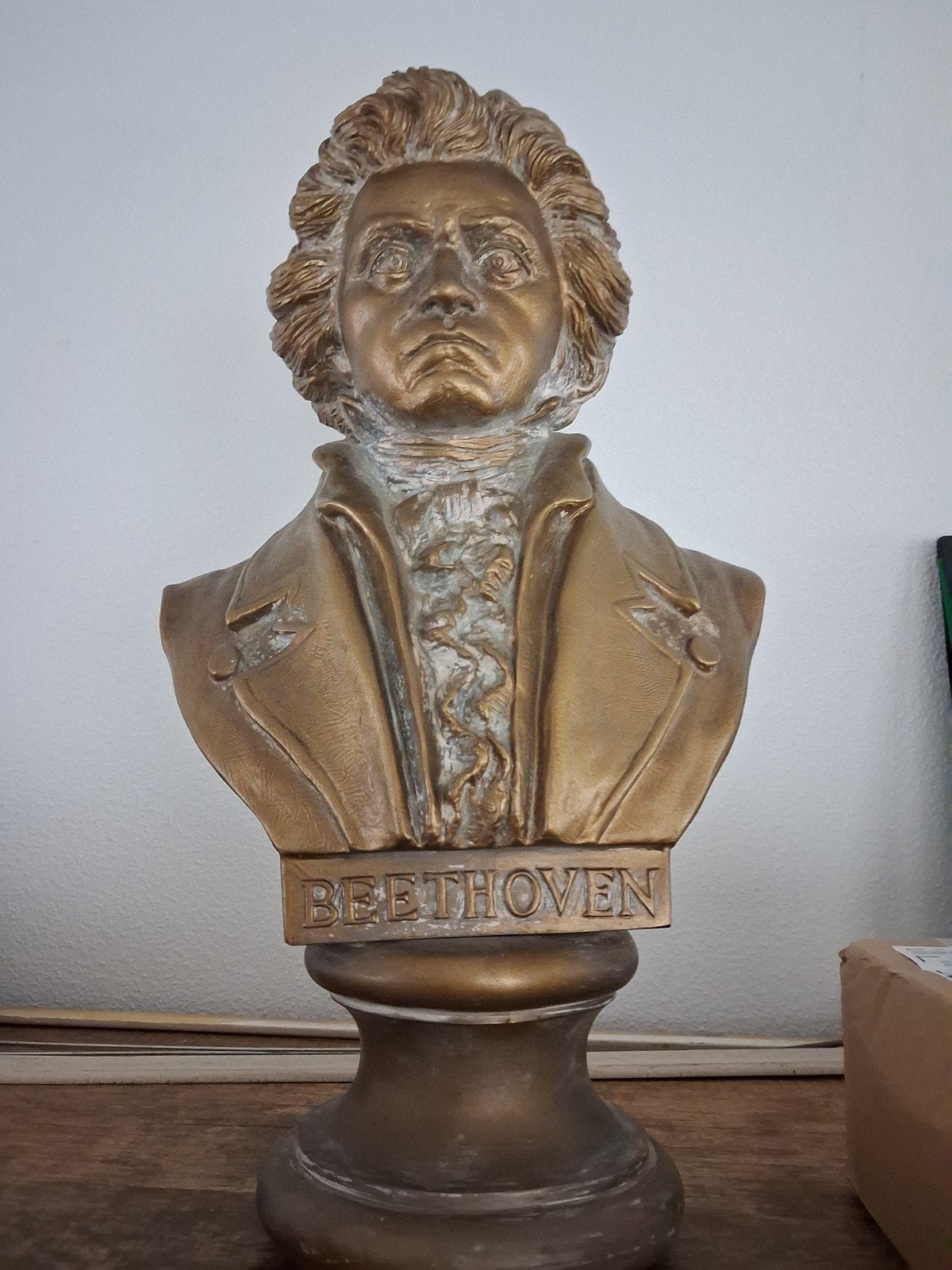 Gouden Buste van Beethoven - 45 cm hoog, Buste, Ophalen of Verzenden, 20 - 50 cm, Op sokkel
