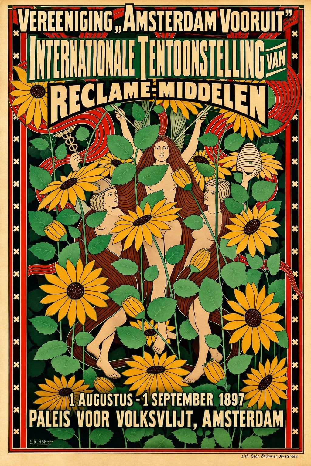 Vintage Reclame Poster: Internationale Tentoonstelling 1897, Ophalen of Verzenden, Overige onderwerpen