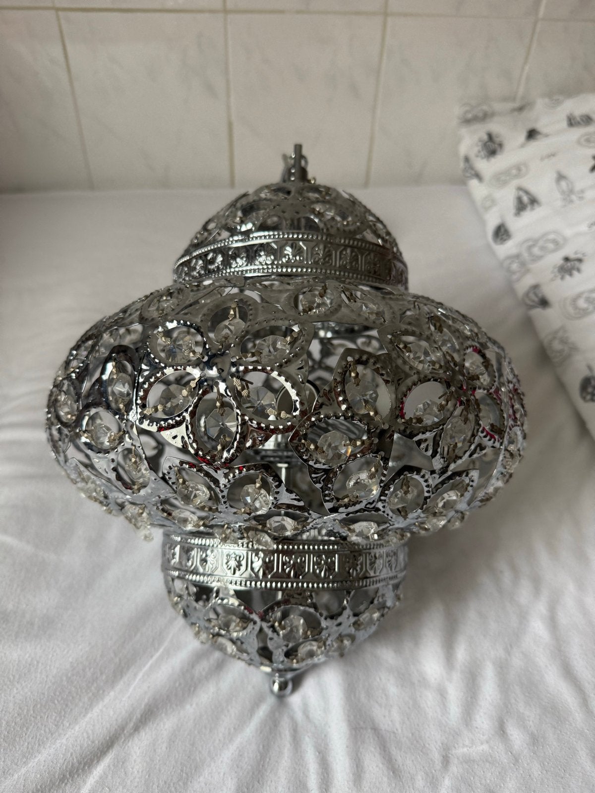 Luxe kristallen hanglamp - Oosters design, Ophalen of Verzenden, Zo goed als nieuw, Metaal, E27 (groot)