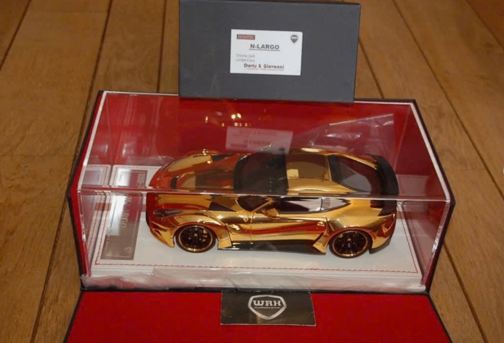 1:18 FERRARI F12 N LARGO chrome gold 5/6 Davis Giovanni WRH, Verzenden, Zo goed als nieuw, Auto, Overige merken