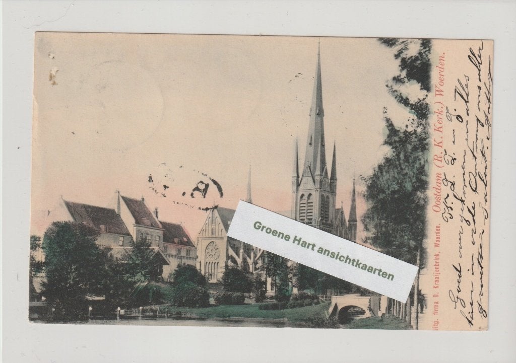 Woerden - Oostdam (R.K. Kerk) 1903 * Kraaijenbrink, Ophalen of Verzenden, Voor 1920, Gelopen, Utrecht
