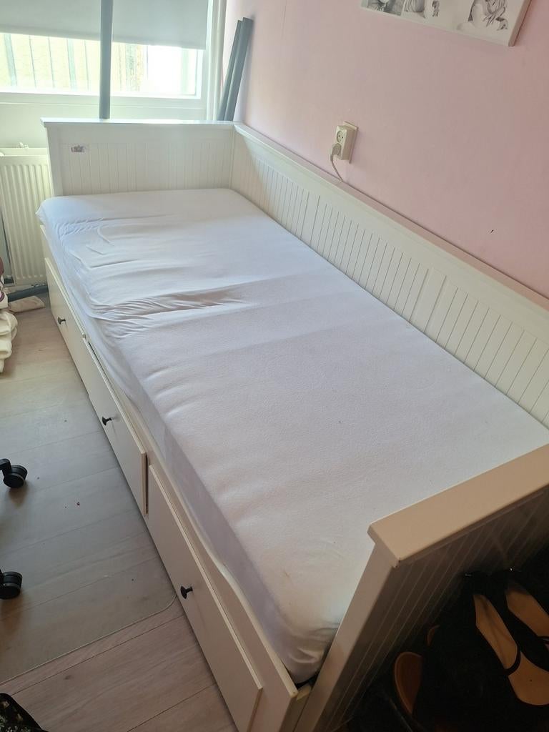 IKEA Hemnes bedbank (excl. matras), Ophalen, Modern, Scandinavisch, Wit, Tweepersoons