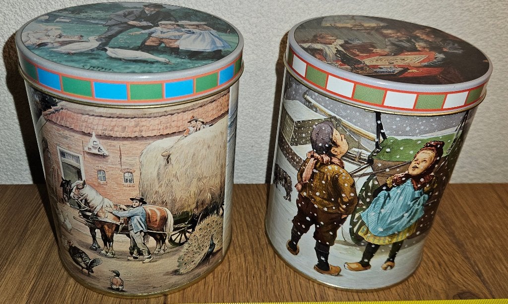 2x Jetses Rosenberg blikken, de seizoenen, puntgave vintage!, Ophalen of Verzenden, Gebruikt, Overige