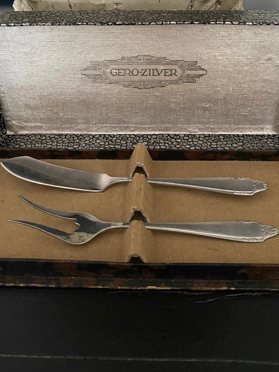 Tweedelig visbestek van Gero Zilver, Antiek en Kunst, Ophalen of Verzenden
