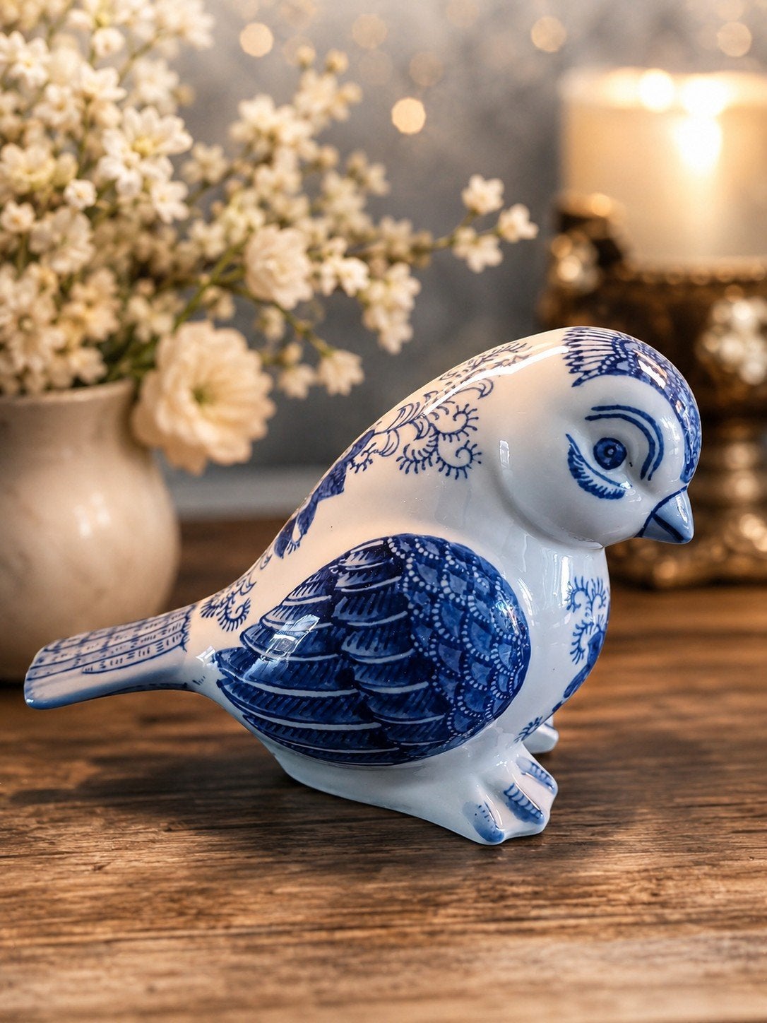 Nieuw Delfts Blauw Beeldje Vogel, Ophalen of Verzenden