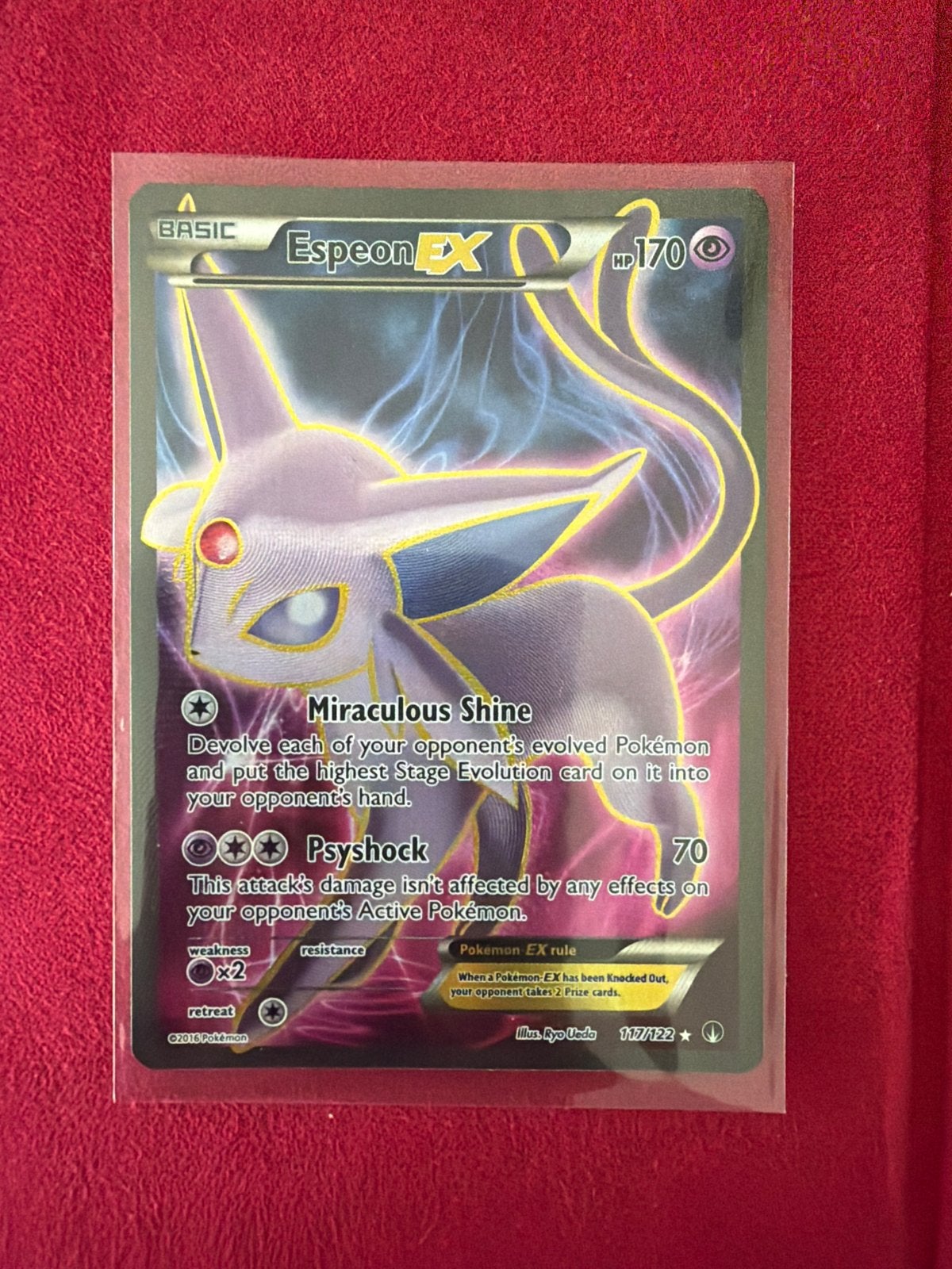 Espeon EX Pokémon Kaart - Full Art (117/122), Ophalen of Verzenden, Zo goed als nieuw, Losse kaart, Foil