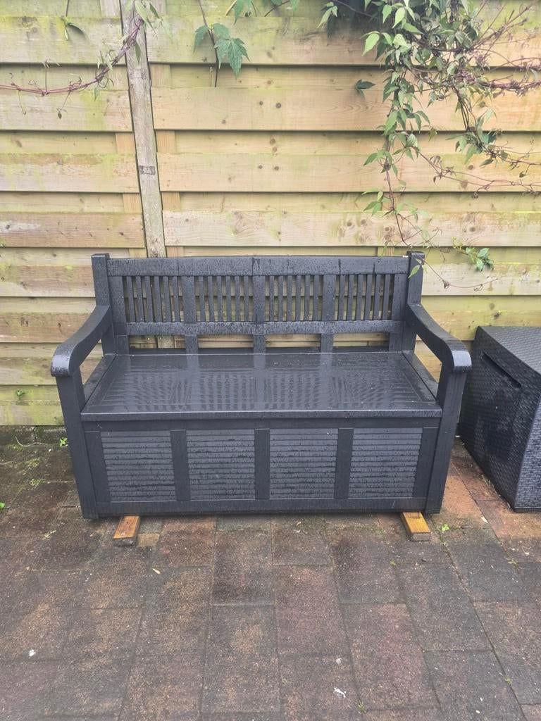 Tuinbank met opbergruimte - ideaal voor kussens/speelgoed, Tuin en Terras, Tuinbanken, Ophalen, Zo goed als nieuw, Kunststof