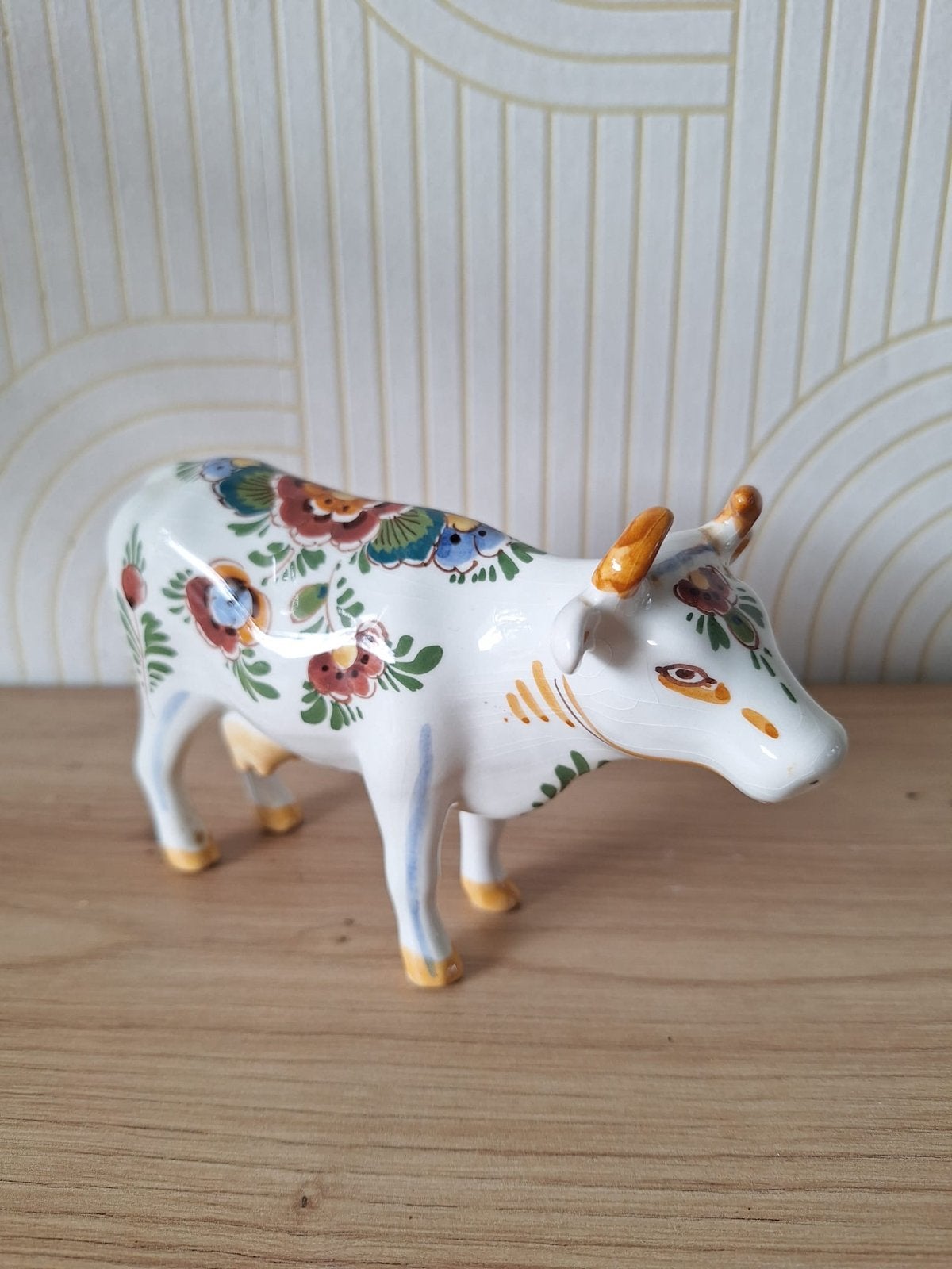 Delfts Pol Handgeschilderde Koe voor Hoechst Holland, Ophalen of Verzenden, Zo goed als nieuw, Boerderijdier, Beeldje of Figuurtje