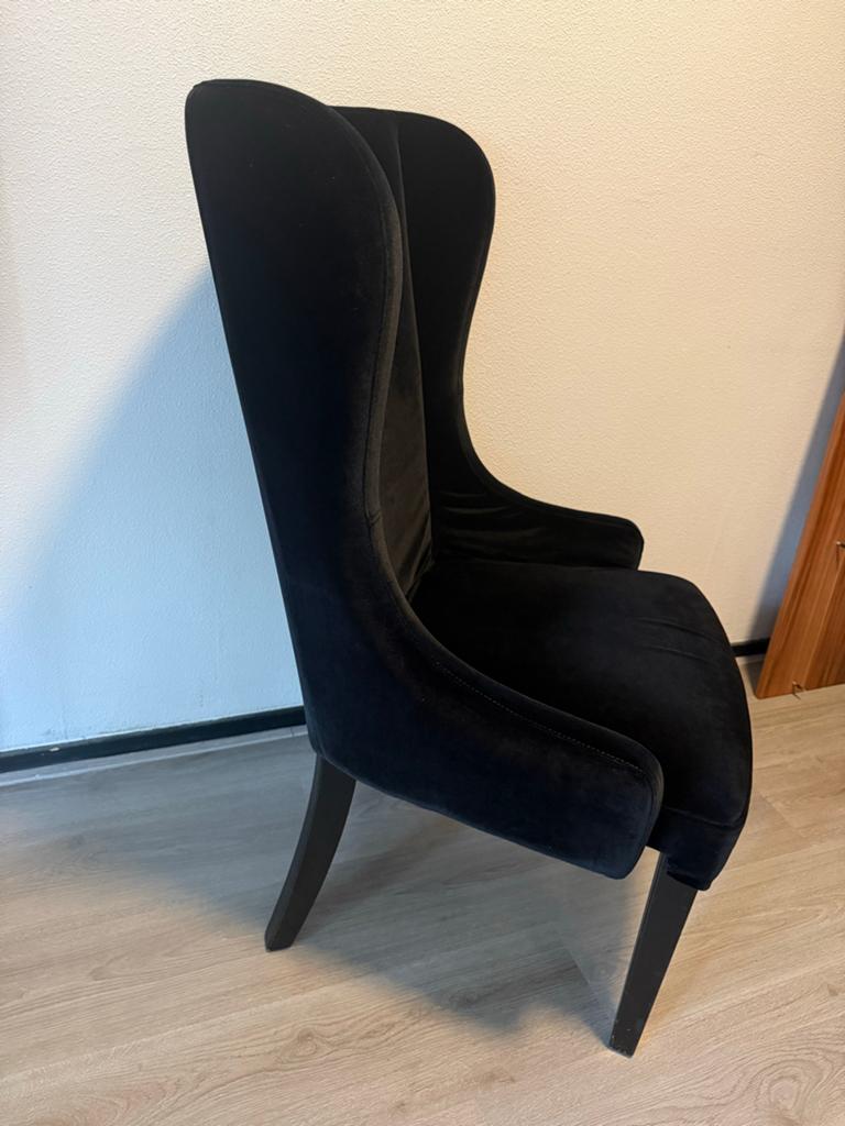 Zwarte fluwelen stoel met hoge rugleuning, Ophalen, Zwart, Zo goed als nieuw, Eén