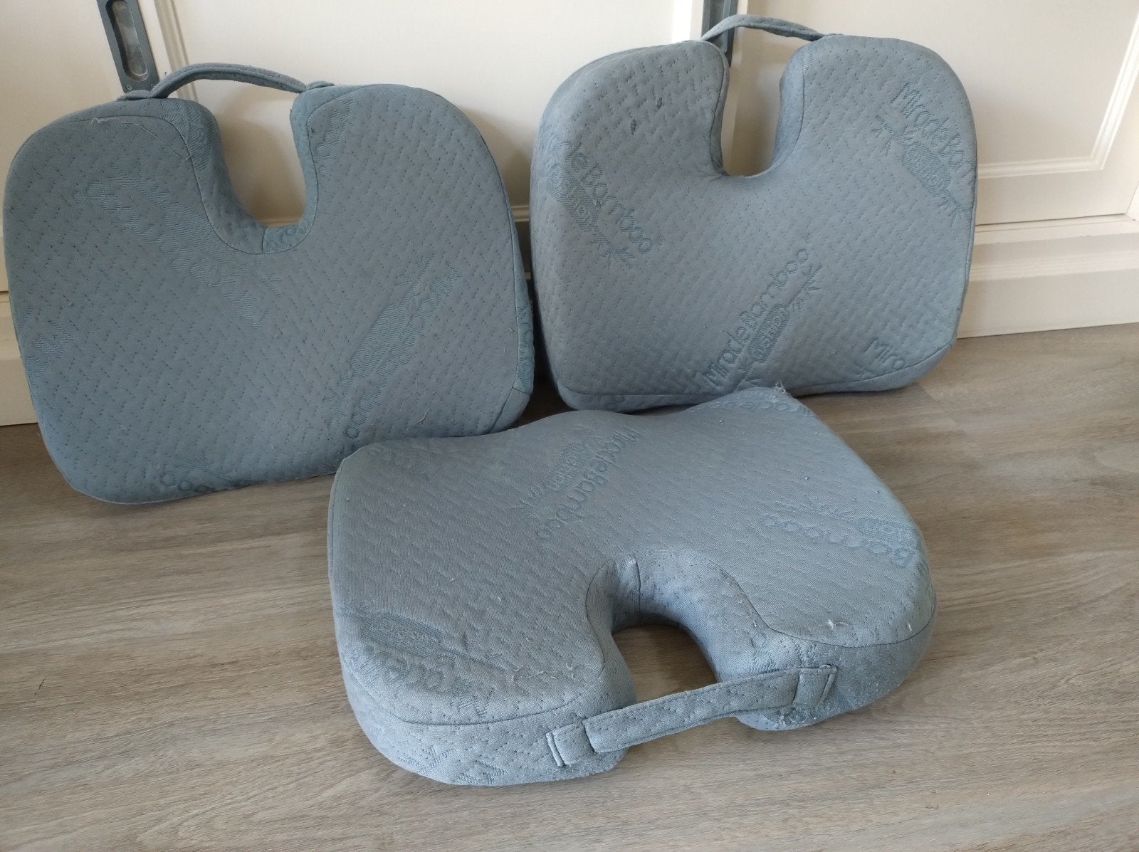 3x Miracle Bamboo orthopedisch zitkussen, Ophalen of Verzenden, Gebruikt, Grijs, Overige vormen