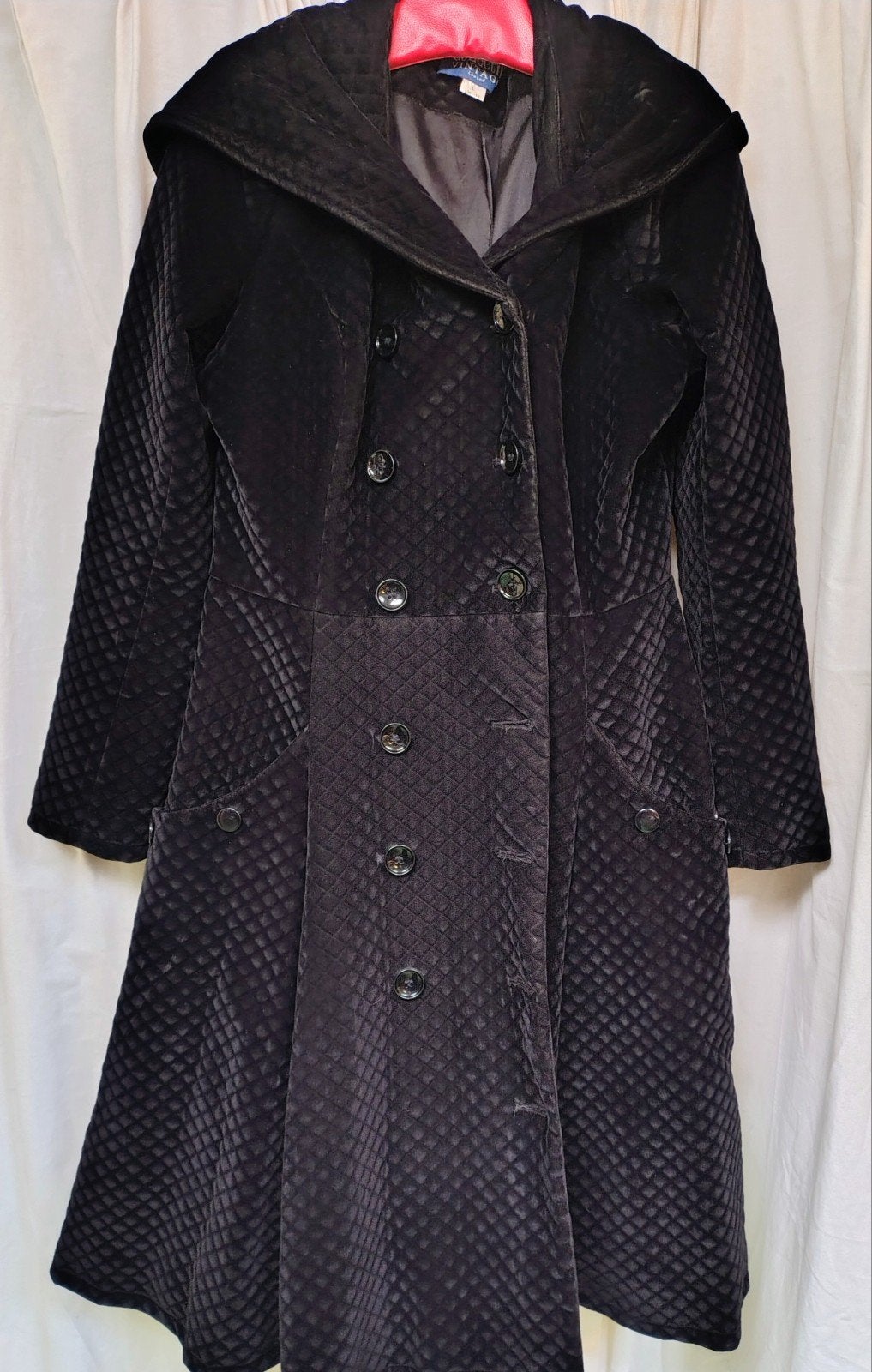 Mooie zwarte fluwelen lange jas Collectif Vintage, Ophalen of Verzenden, Zo goed als nieuw, Zwart