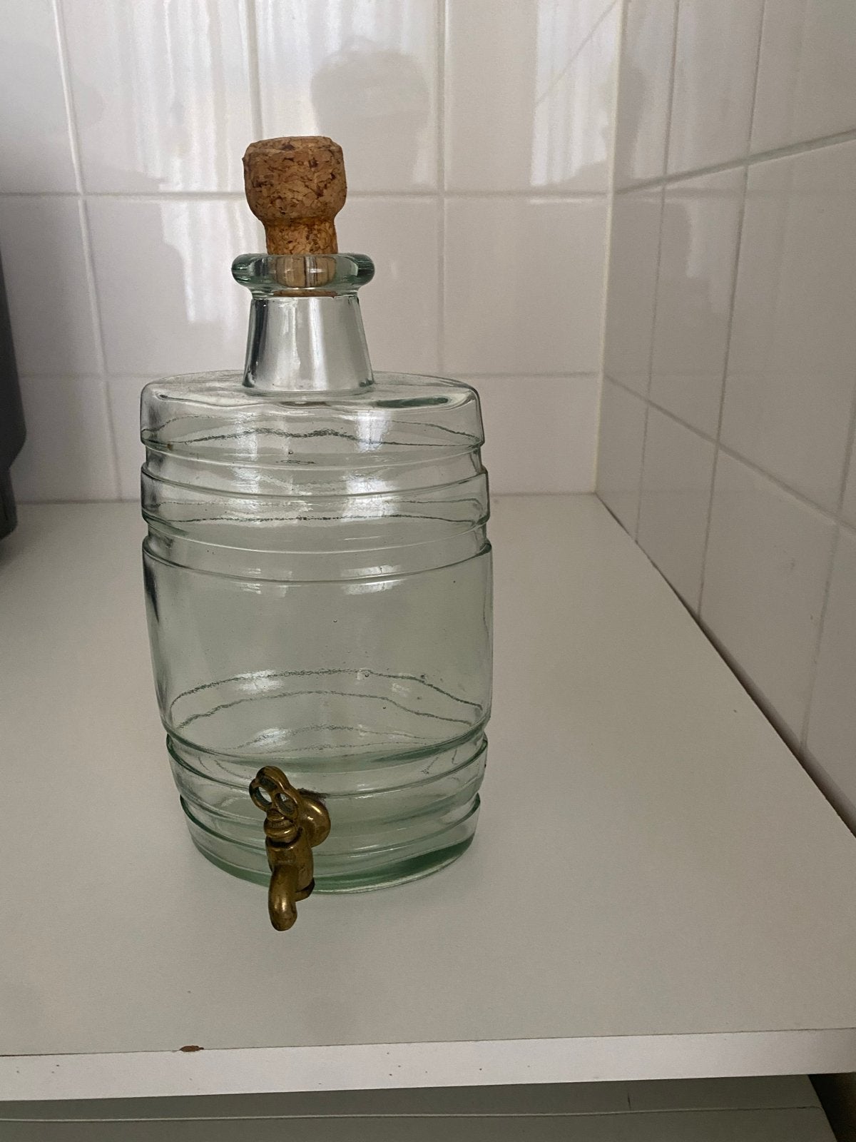 Glazen drankdispenser met kraantje en kurk, Ophalen of Verzenden