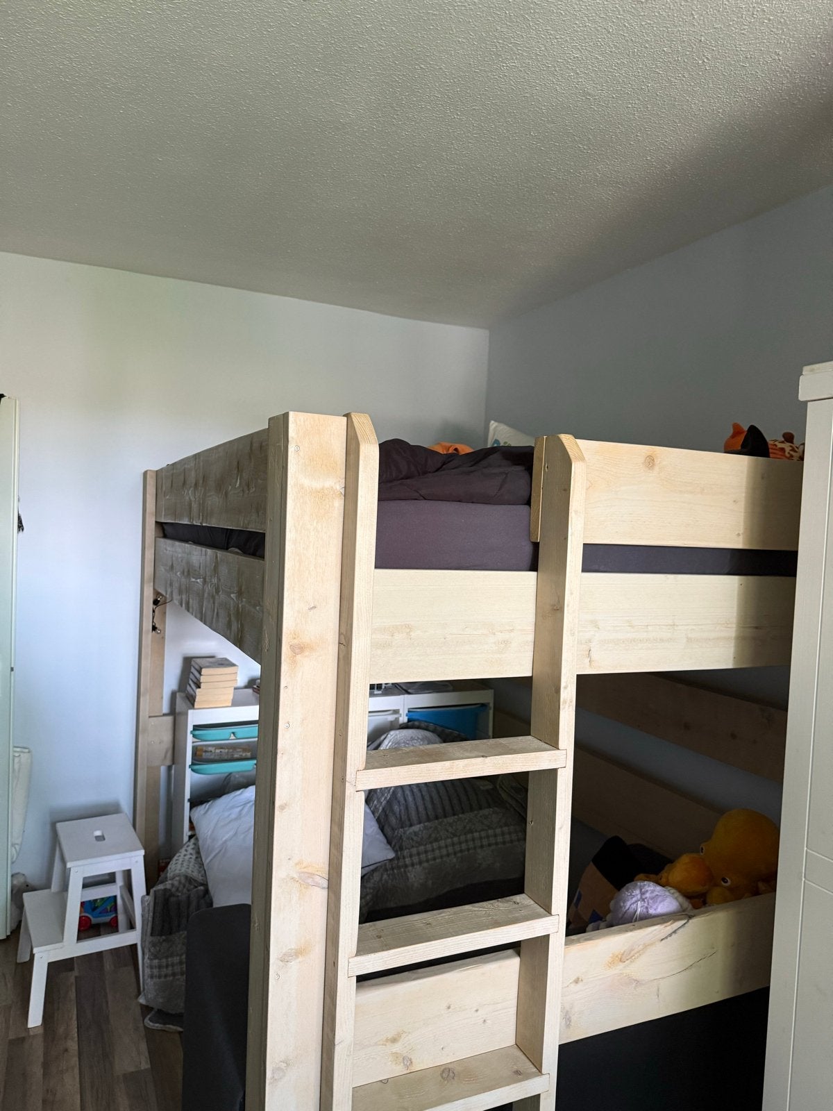 Steigerhout Hoogslaper 220x154x179,5 cm (excl. matras), Huis en Inrichting, Slaapkamer | Stapelbedden en Hoogslapers, Ophalen