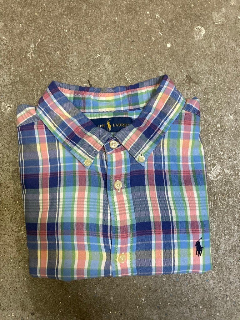 Ralph Lauren Fun Overhemd – L - Oxford - Blue Red Green, Meerkleurig, Ralph Lauren, Ophalen of Verzenden, Zo goed als nieuw