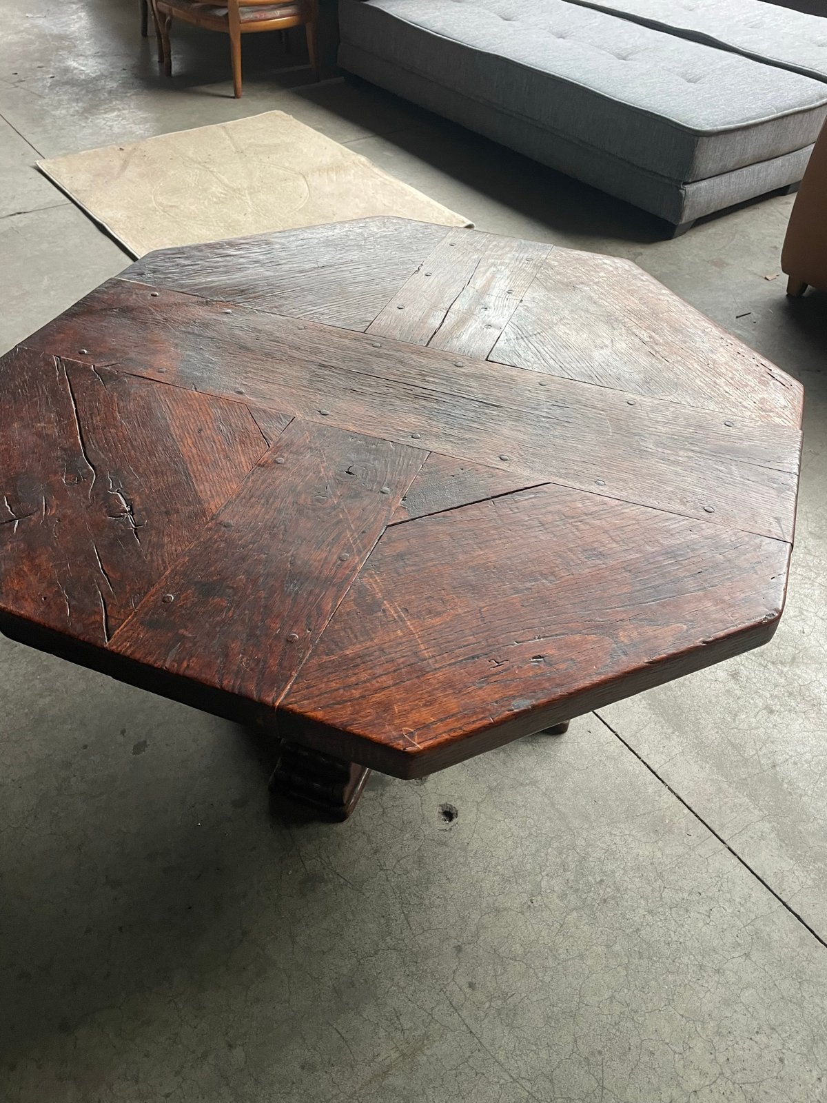 Antieke houten achthoekige tafel, Ophalen of Verzenden