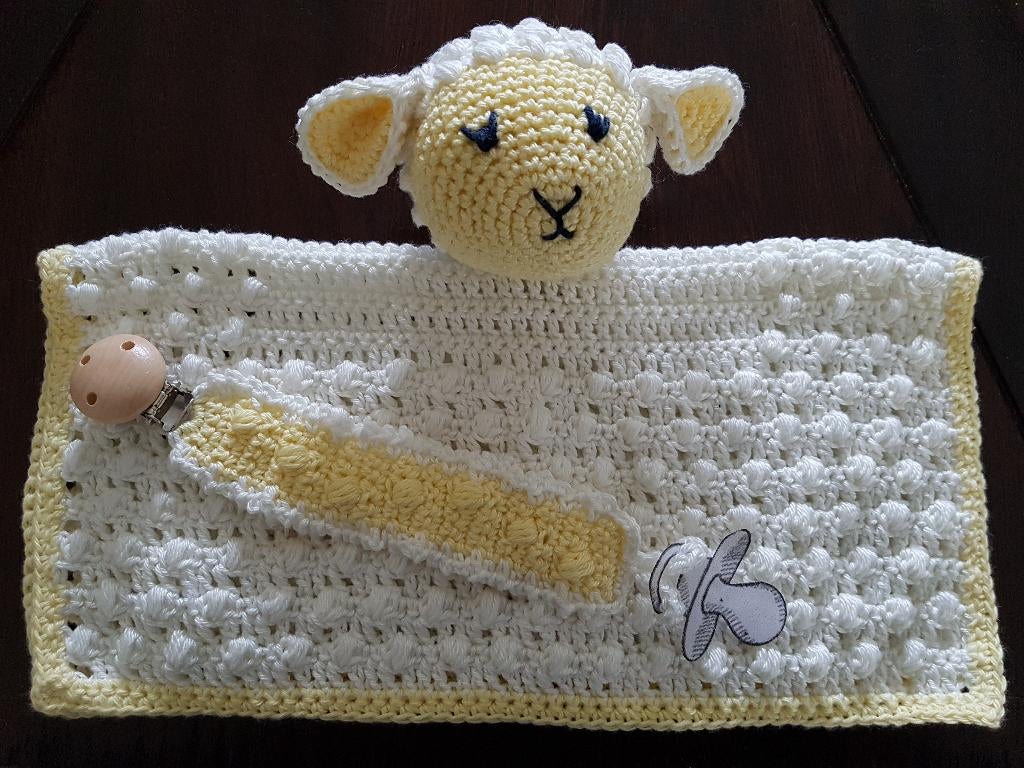 Set doekje speenkoord knuffeldoekje lammetje schaap tut, Ophalen of Verzenden, Nieuw, Kraamcadeau