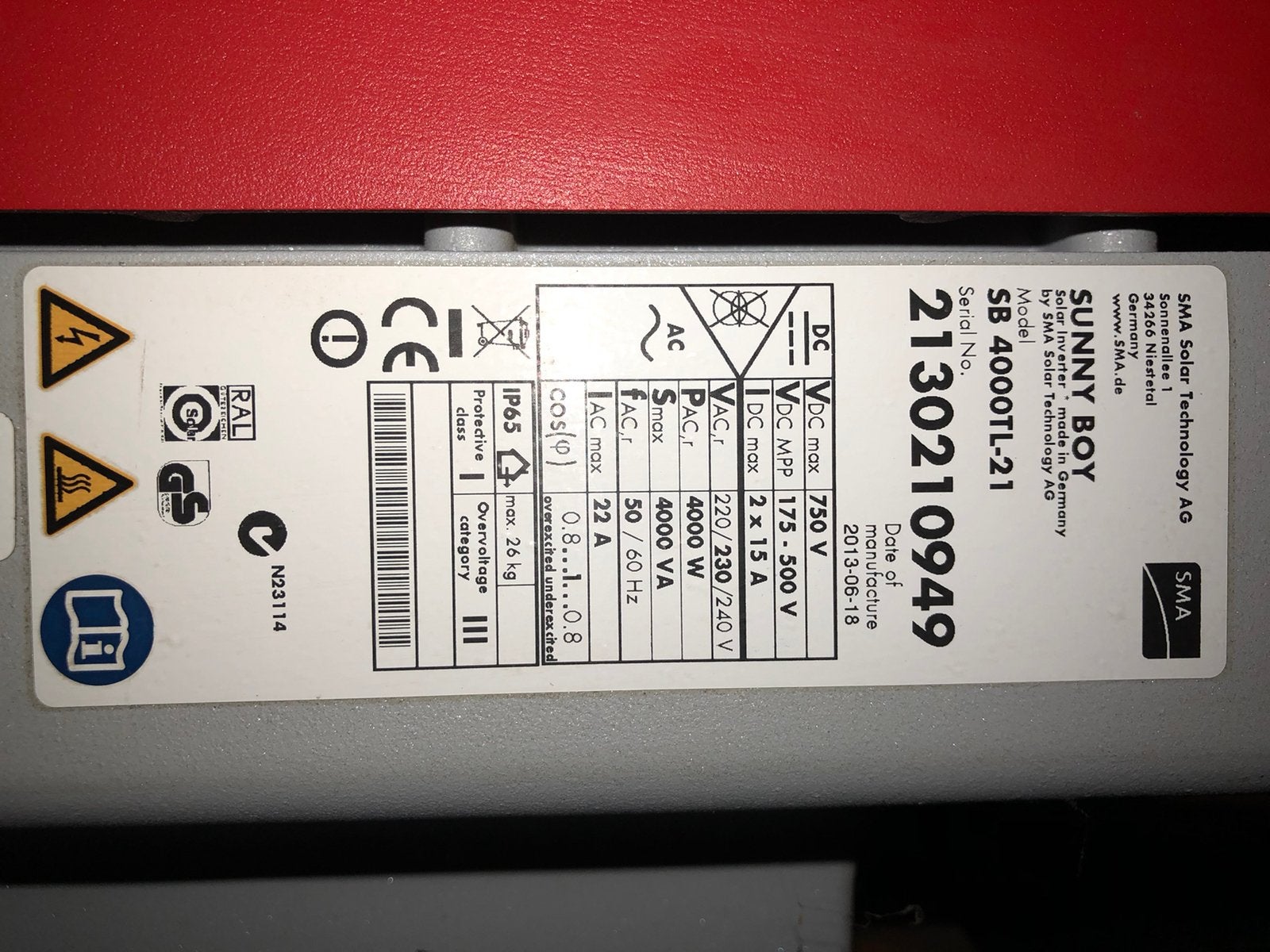 SMA Sunny boy 4000 W omvormer., Doe-het-zelf en Verbouw, Ophalen, Zo goed als nieuw, Overige typen