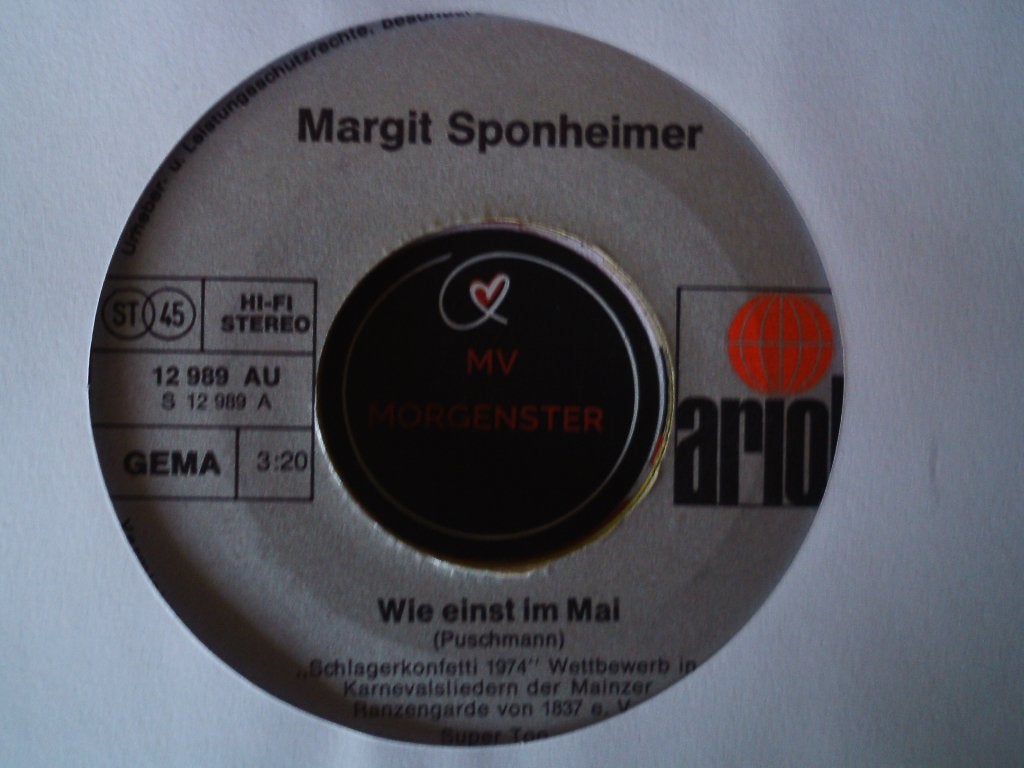 margit sponheimer - wie einst im mal  9jun, 7 inch, Single, Ophalen of Verzenden, Zo goed als nieuw