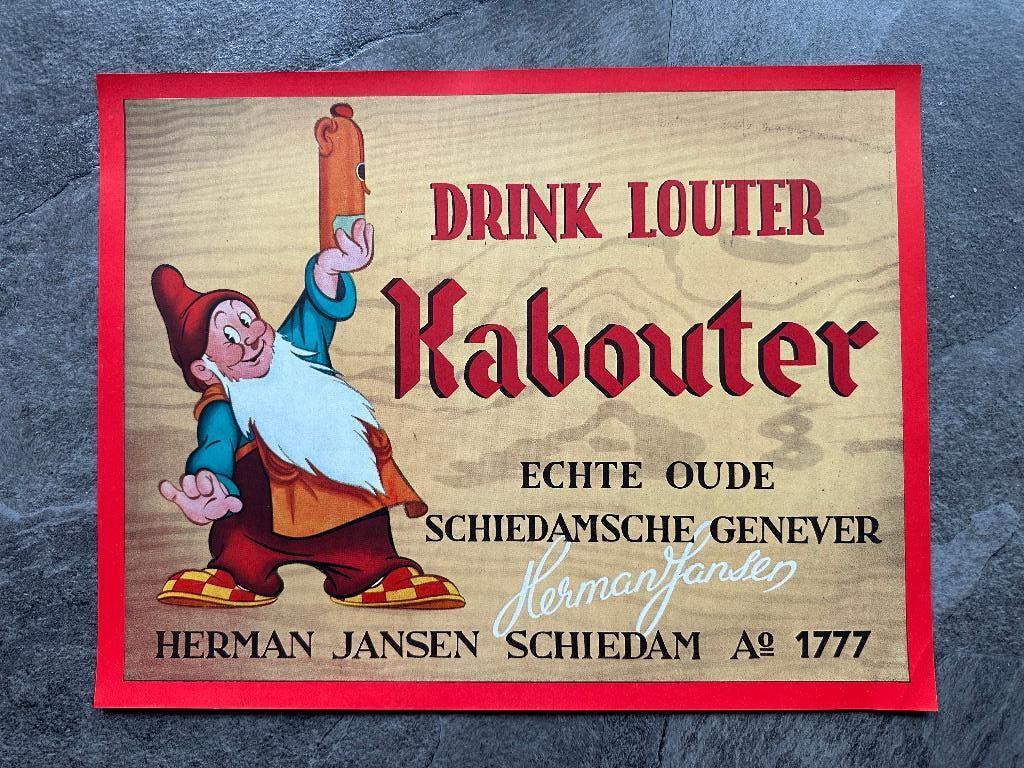 Fraaie DRINK LOUTER KABOUTER poster. 36 x 28 cm., Ophalen of Verzenden, Gebruikt, Overige typen