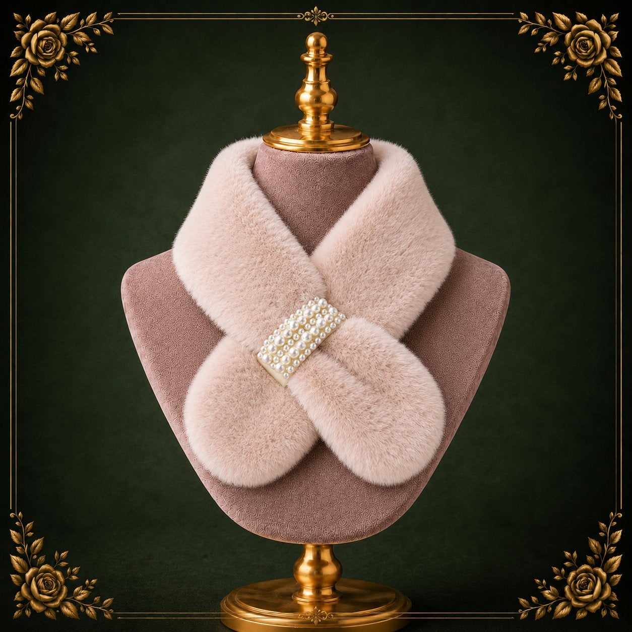 Roze faux fur sjaal met parels, Ophalen of Verzenden, Nieuw, Maat 38/40 (M), Sjaal