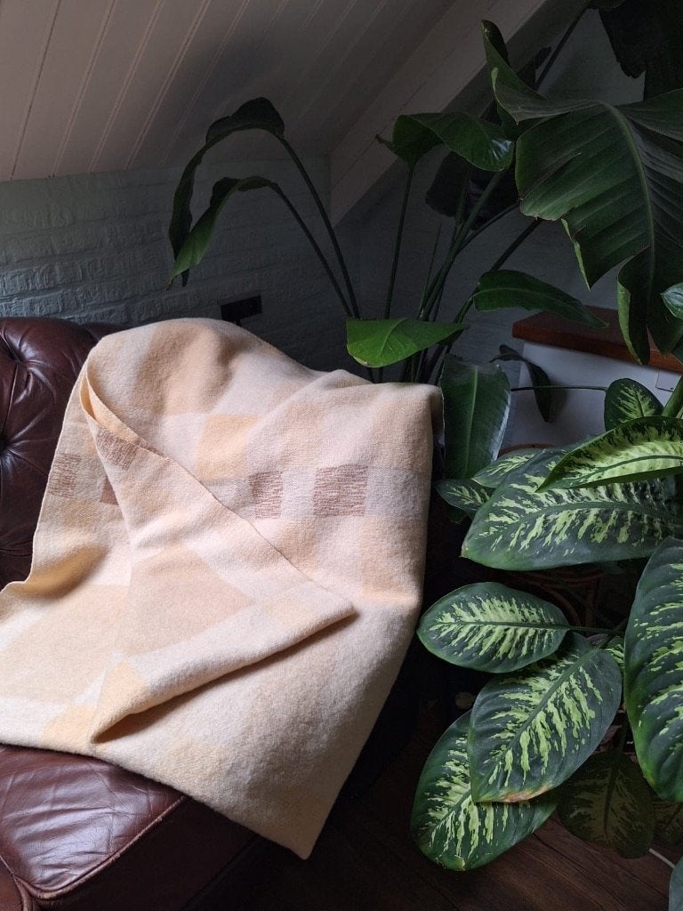 Vintage deken/plaid * Pastel * ca 210x155. DEK034, Woondeken, 210 cm, Ophalen of Verzenden, Zo goed als nieuw