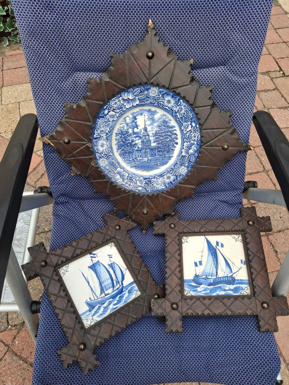 Set van 3 Delfts blauwe wanddecoraties, Ophalen of Verzenden