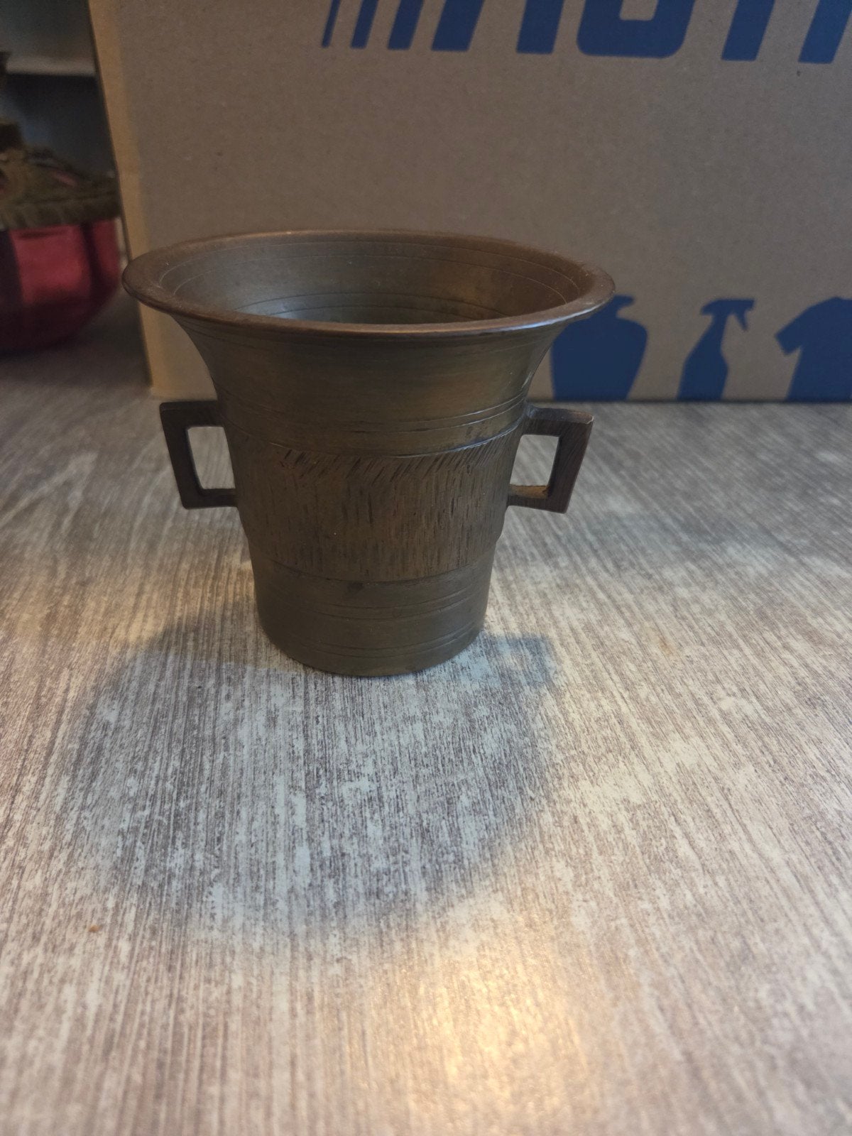 Antieke vijzel van brons met handvatten, Ophalen of Verzenden, Brons