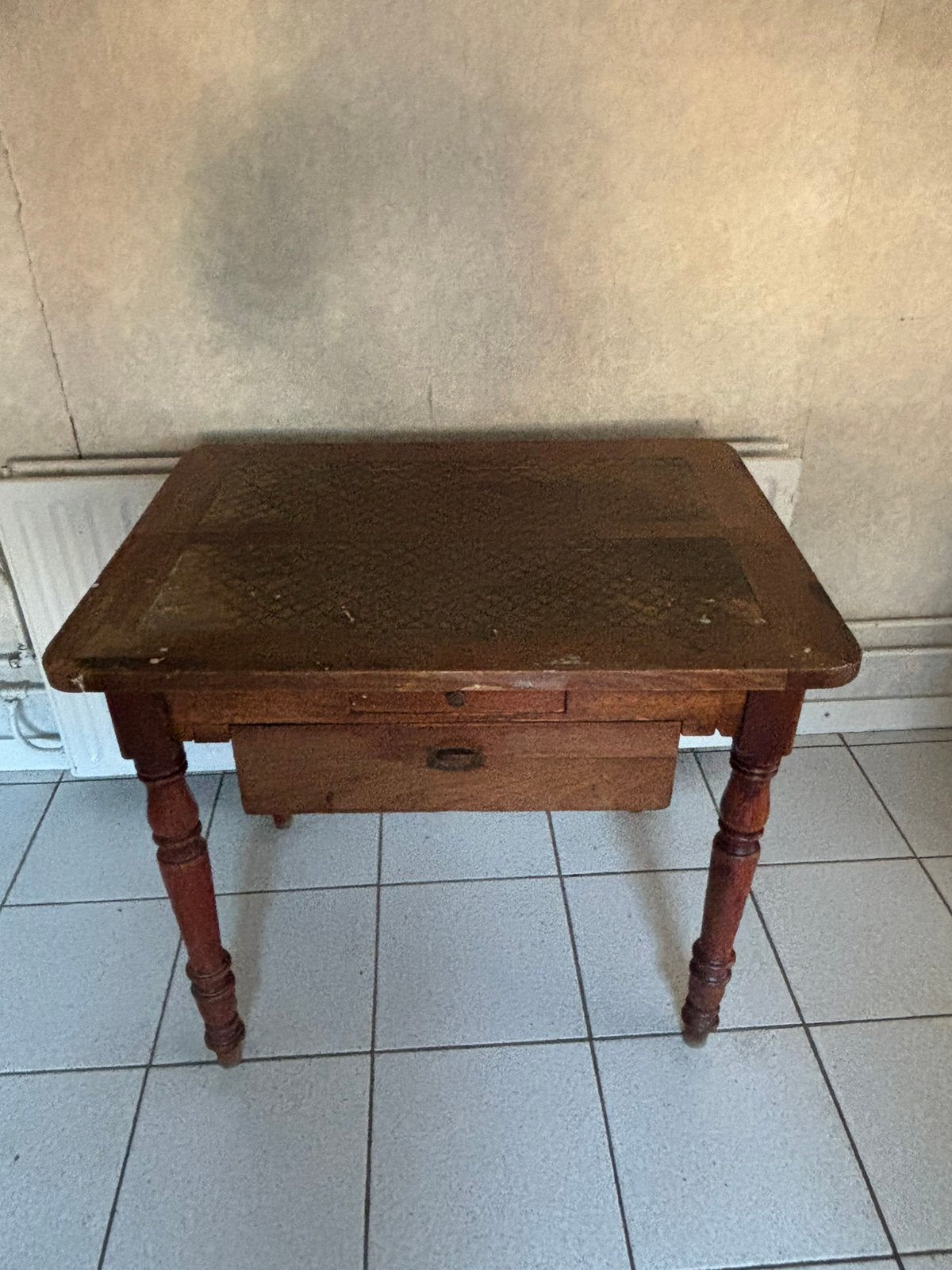 Antieke Massief Eiken Werktafel met Lade, Antiek en Kunst, Antiek | Meubels | Tafels, Ophalen