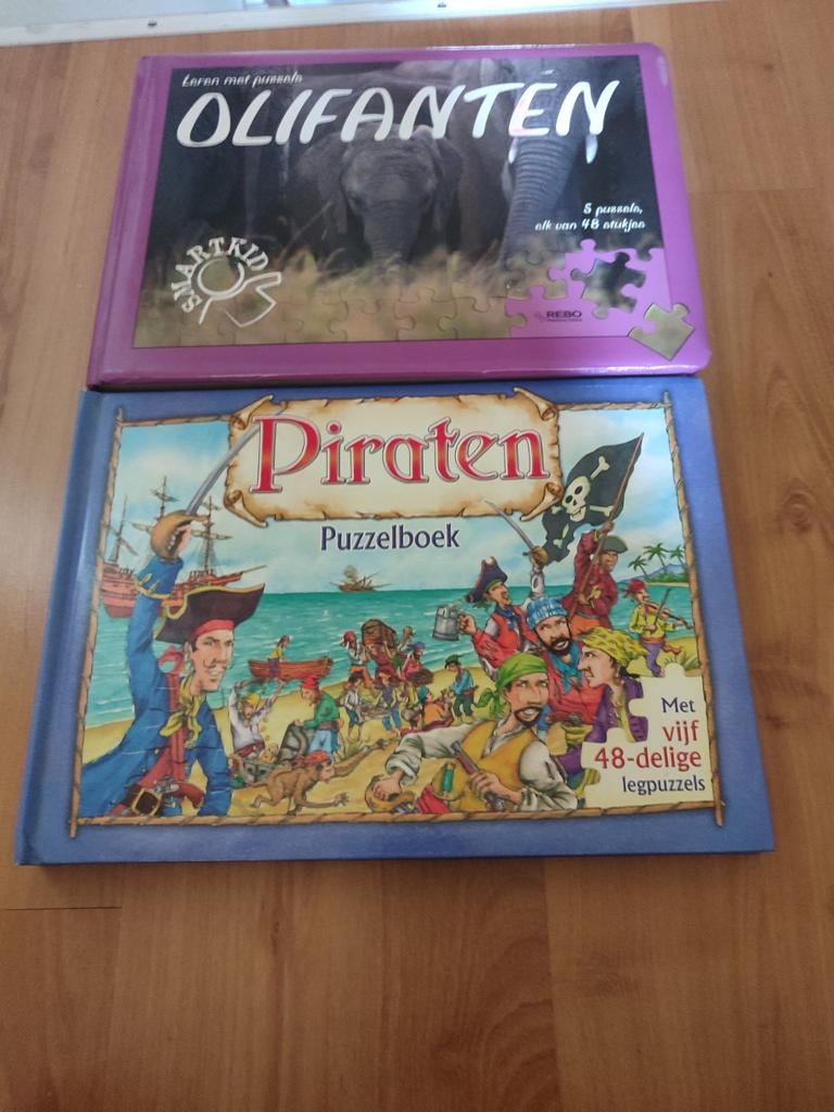 2 Puzzelboeken: Olifanten en Piraten (elk 5x 48 stukjes), Ophalen