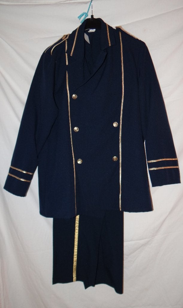Leuk blauw/goud (HORROR) PILOOT/PILOTEN pak - Halloween tip, Maat 52/54 (L), Ophalen of Verzenden, Halloween, Kleding