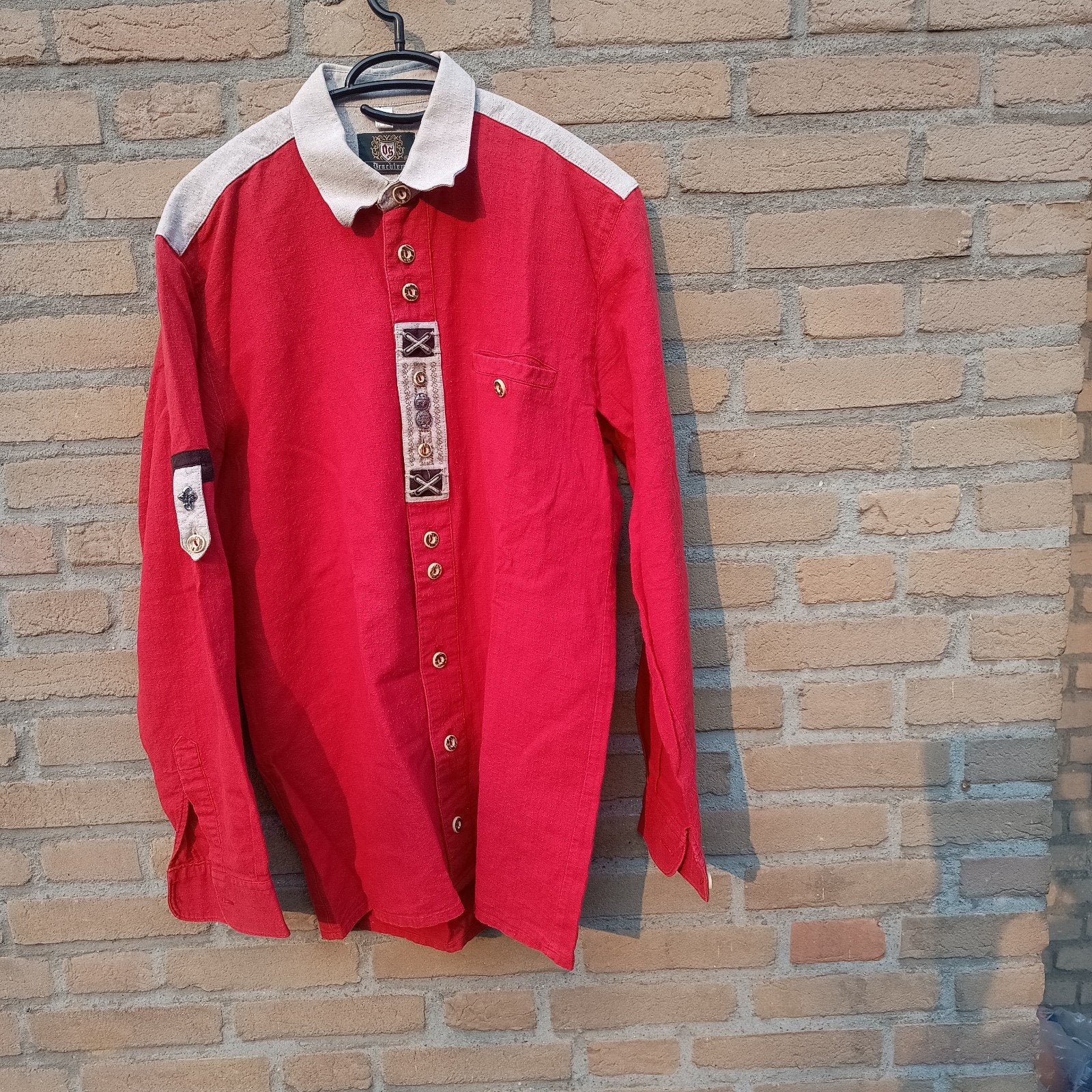 Tiroler OS Trachten overhemd maat S 37 / 38 Oktoberfest, Ophalen of Verzenden, Kleding, OS Trachten, Gedragen