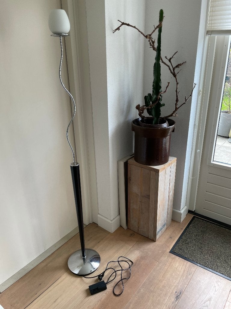 Relux vloerlamp Milano Italy jaren 70 met dimmer, Ophalen, Gebruikt, E27 (groot), Glas