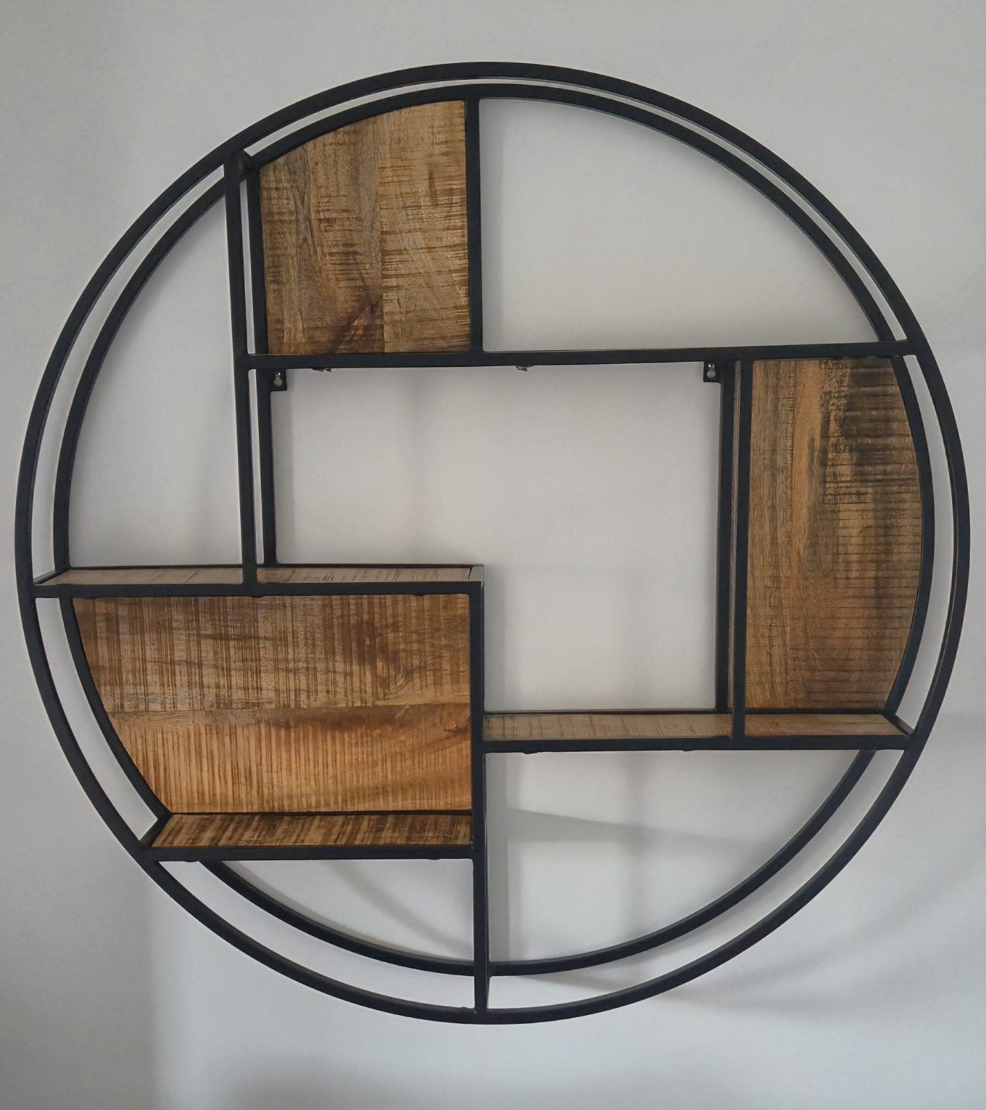 Industrieel rond wandrek van mangohout - 110cm, Ophalen, Zo goed als nieuw