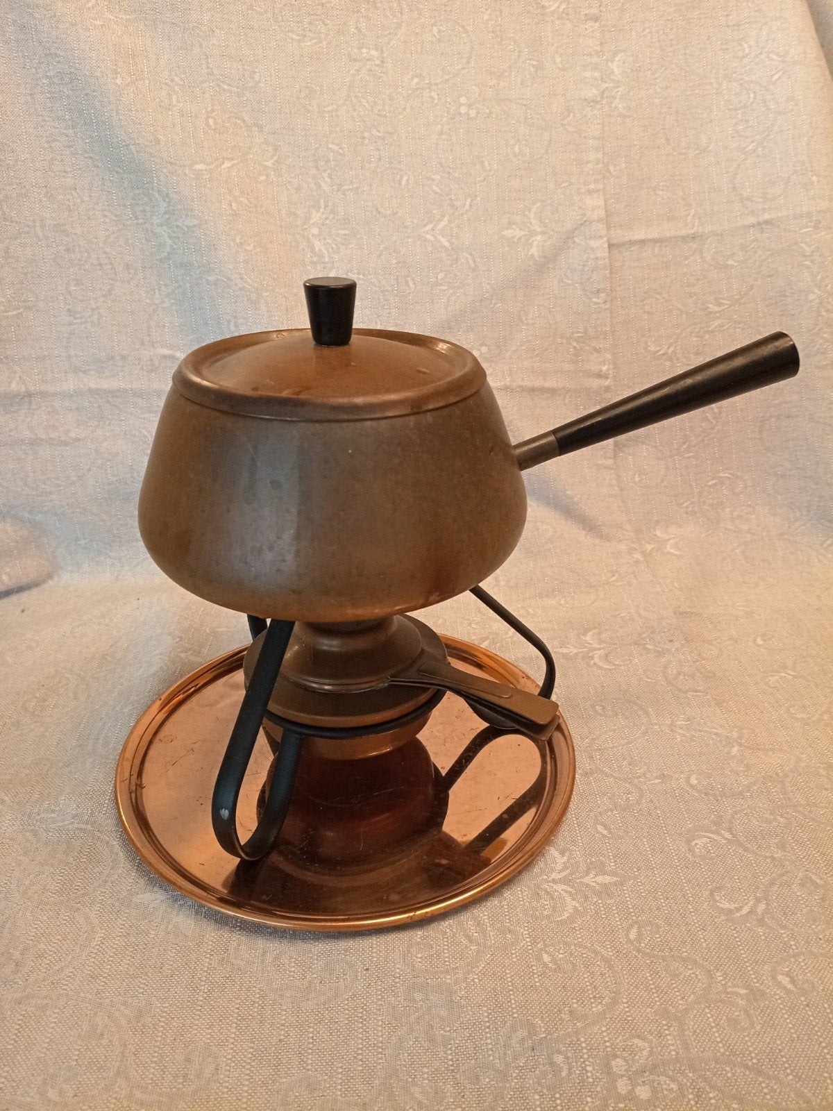 Vintage Koperen Fonduepan met Rechaud, Ophalen of Verzenden