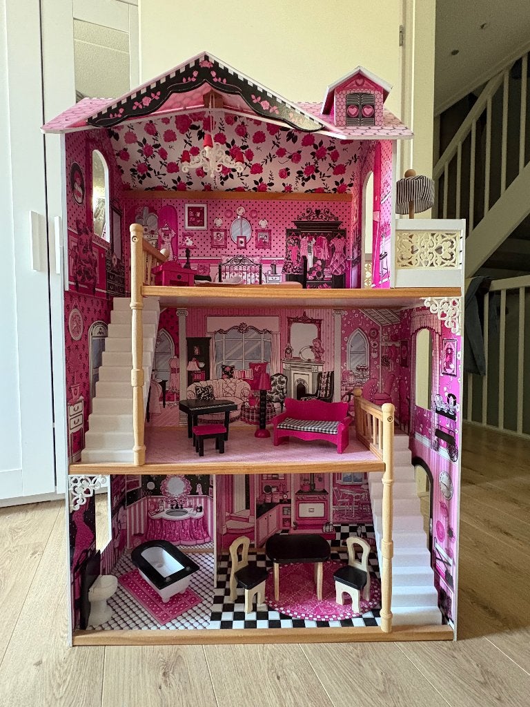 Kidkraft poppenhuis roze/wit/zwart